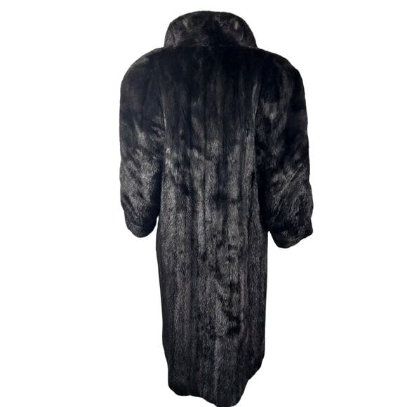 MYSELS FURS! LUXURIOUS BLACK RANCH MINK FULL LENGTH FUR COAT, JACKET! SZ MP - Picture 10 of 15